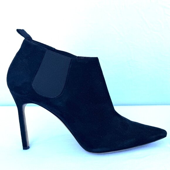 Manolo Blahnik Linuspla Black Suede Ankle Bootie Boots Size EU 38.5/8.5 US - Picture 1 of 7